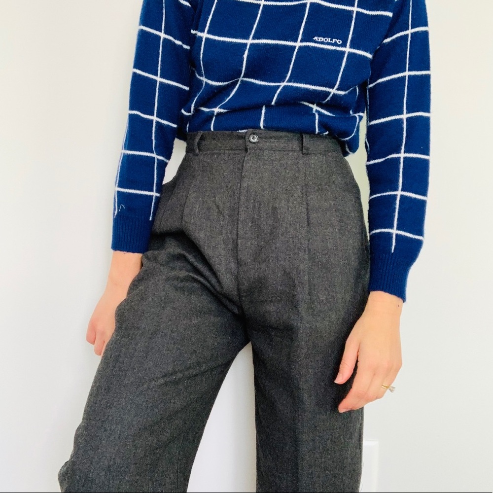 Vintage charcoal gray wool trouser pants pleated